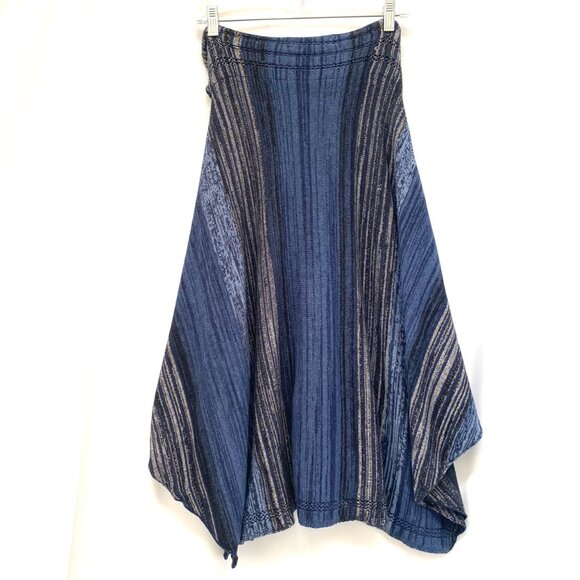 Anthropologie Sparrow Cotton Wool Striations Ponch Skirt S Indigo Blue Boho $138 - Picture 2 of 9